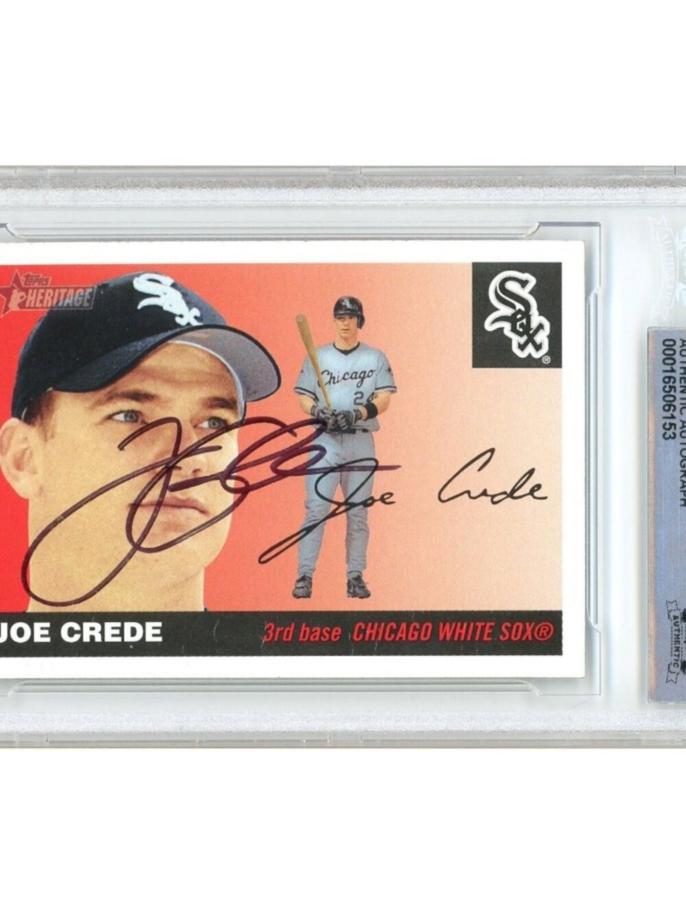 Joe Crede Signed 2004 Topps Heritage #260 White Sox Beckett BAS Slabbed Auto MLB